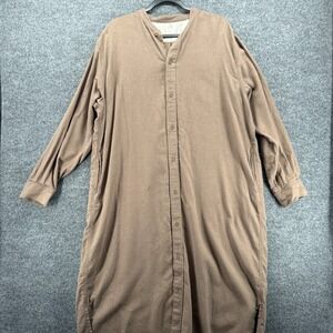 MUJI Dress Womens M Brown Tunic Button Up Long Lagenlook Farm Barn Minimalist